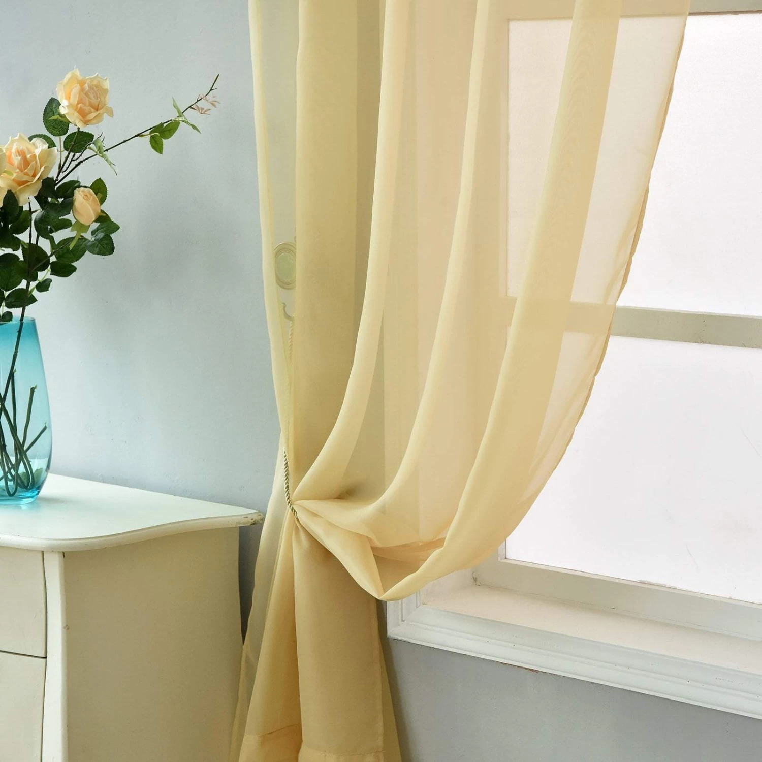 52 X 108-Inch Sheer Organza Backdrop Window Drapes Curtains Panels - Image 4