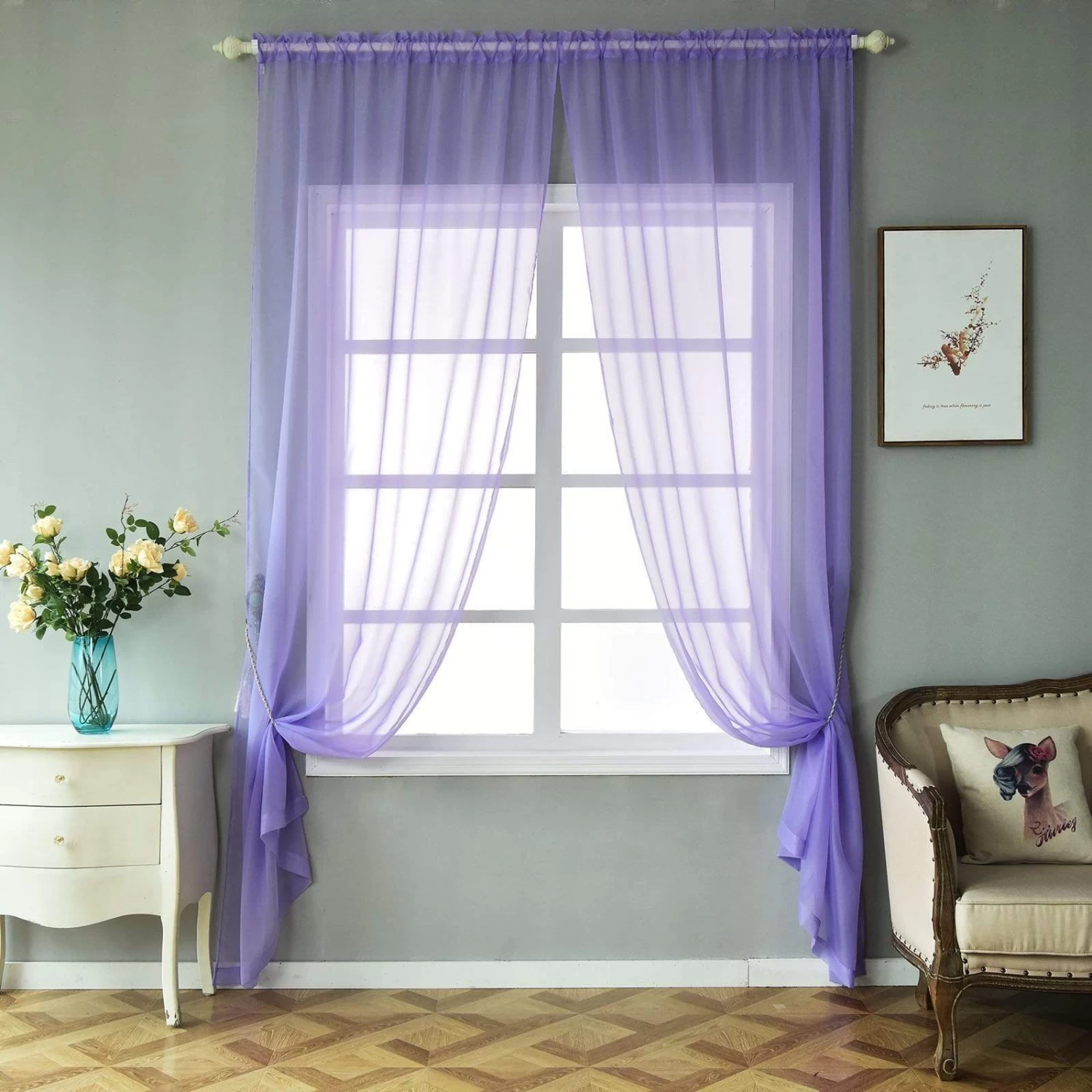 52 X 108-Inch Sheer Organza Backdrop Window Drapes Curtains Panels - Image 18