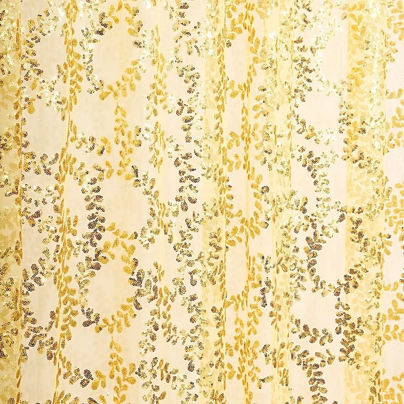 8x8 Feet Embroidered Leaves Sequined Tulle Backdrop Curtain Panel - Image 17