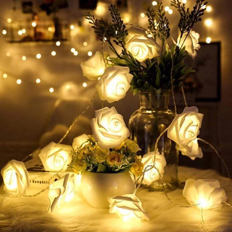 108 In Clear LED Rose Flowers Fairy Lights For Backdrops