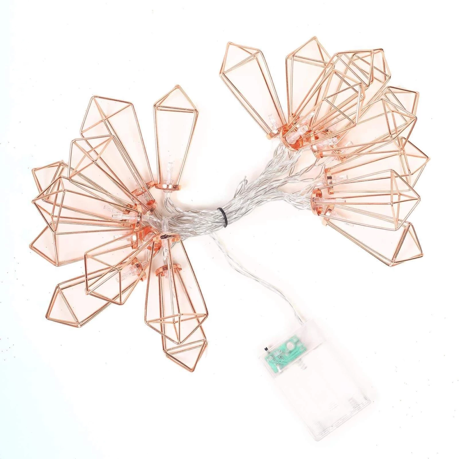 11 Ft 20 LED Rose Gold Metal Geometric Prism Fairy Lights Battery Operated Garland - Image 6