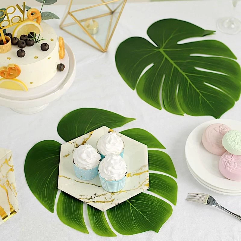 12 Green Artificial Monstera Leaves Tropical Greenery - Image 6