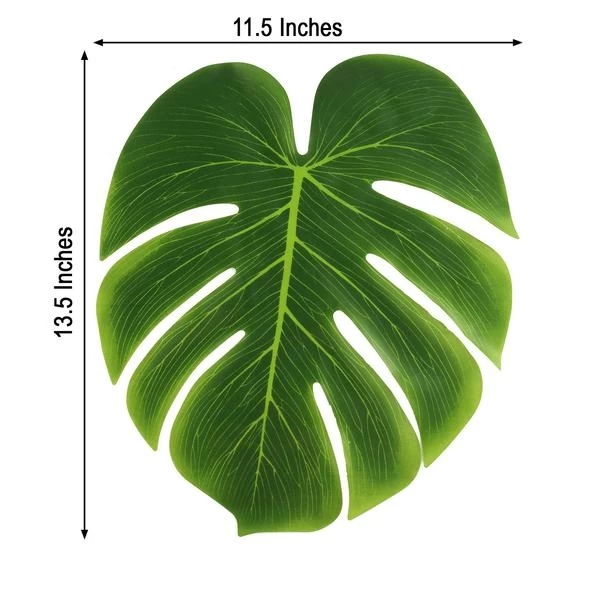12 Green Artificial Monstera Leaves Tropical Greenery - Image 2