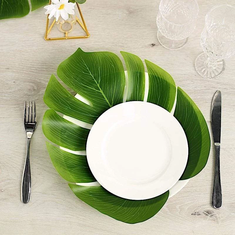 12 Green Artificial Monstera Leaves Tropical Greenery - Image 9