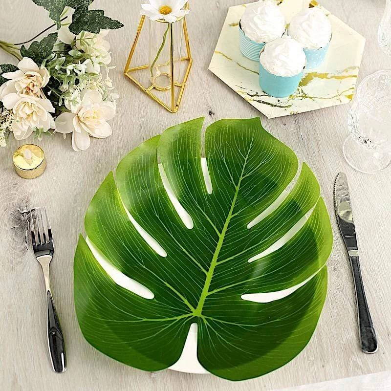 12 Green Artificial Monstera Leaves Tropical Greenery - Image 8