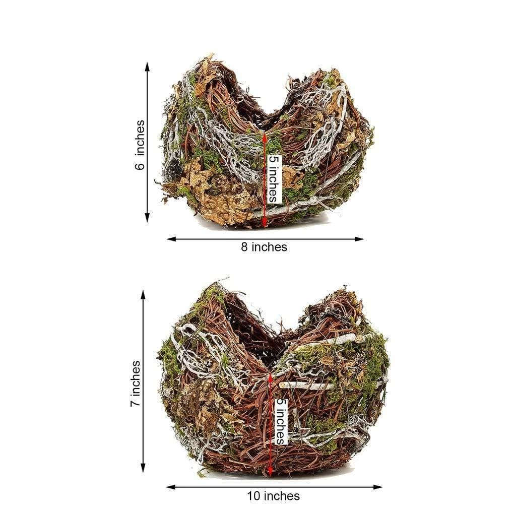 2 Brown And Green Natural Moss Bird Nest Planter Boxes Centerpieces - Image 6
