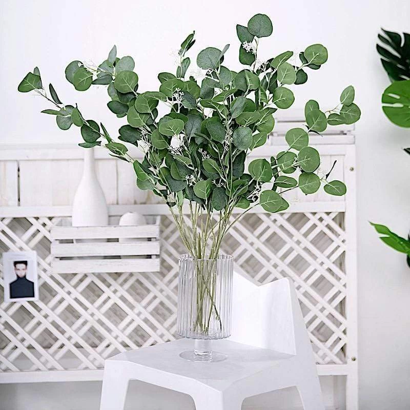 2 Green 40 In Artificial Eucalyptus Leaves Sprays Stems - Image 4