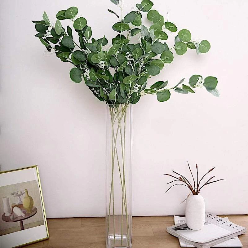 2 Green 40 In Artificial Eucalyptus Leaves Sprays Stems - Image 2