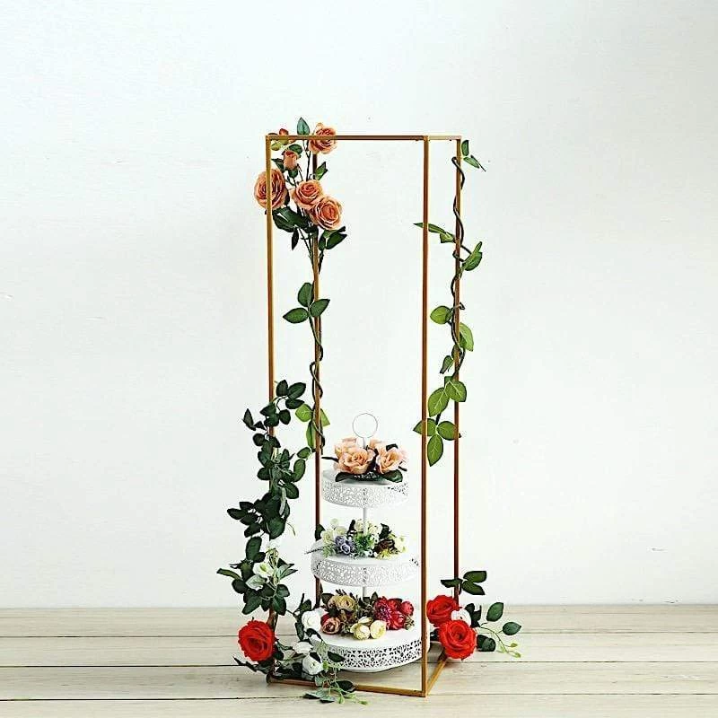 2 Rectangular 48 In Tall Metal Geometric Flower Stands Centerpieces - Image 6