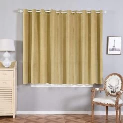 2 Pcs 52" X 64" Champagne Premium Velvet Blackout Window Curtains Drapes Panels With Grommet Top