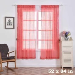 2 Pcs 52" X 84" Coral Sequined Window Curtains Drapes Panels