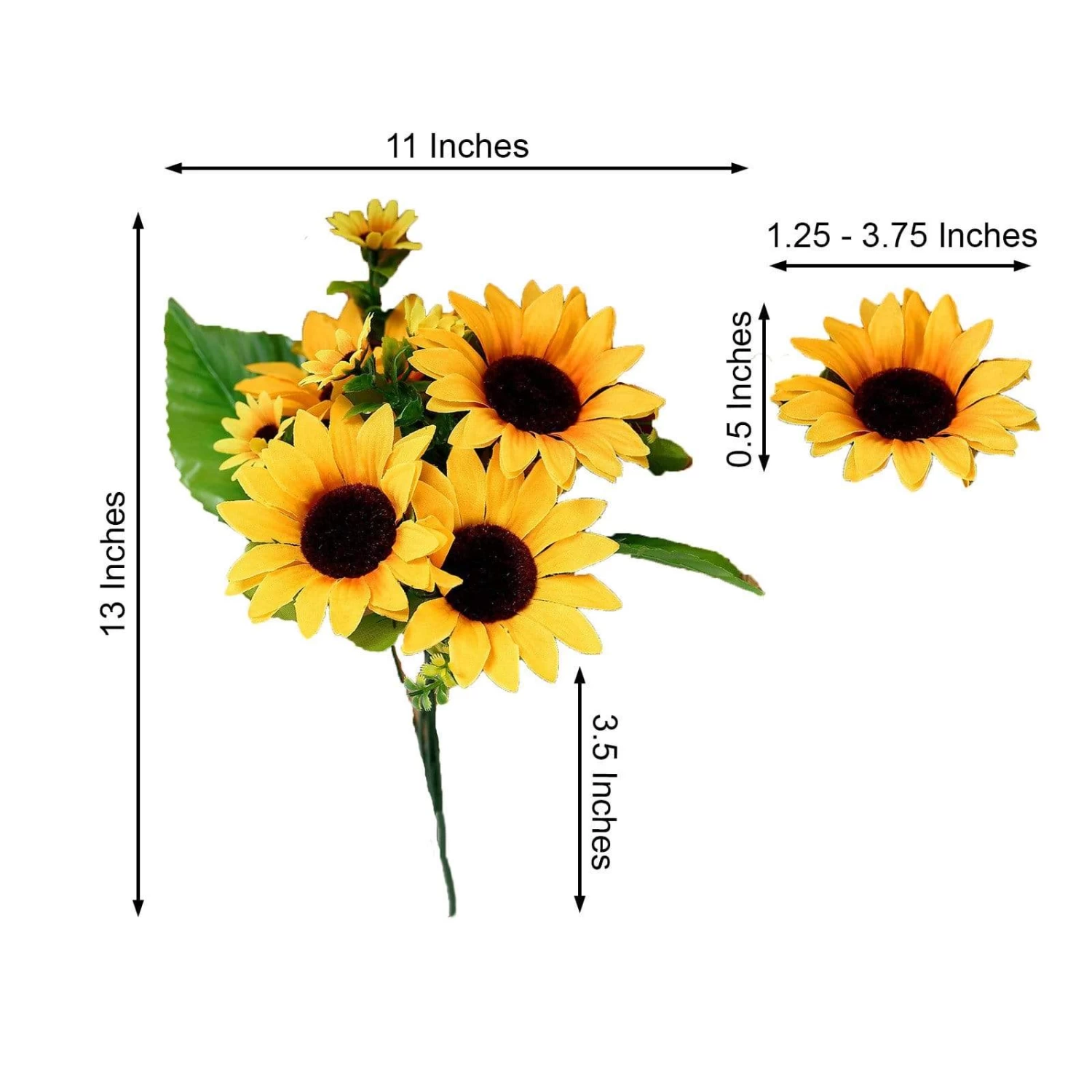 2 Yellow 13 In Artificial Faux Silk Sunflower Bouquets - Image 9