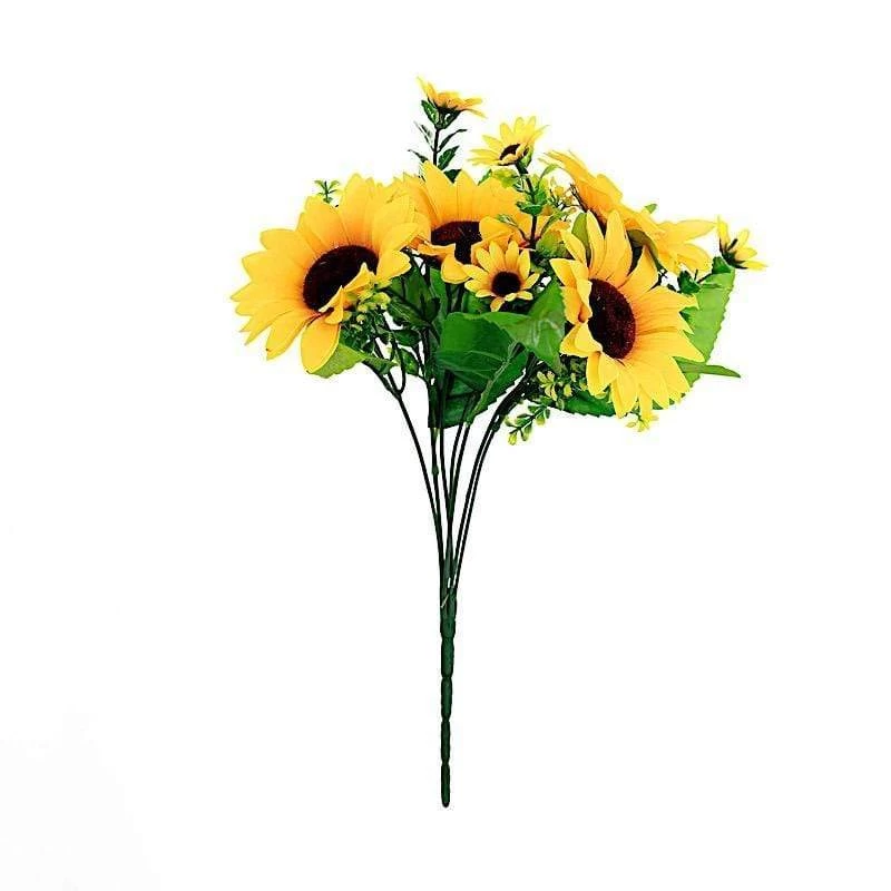 2 Yellow 13 In Artificial Faux Silk Sunflower Bouquets - Image 10