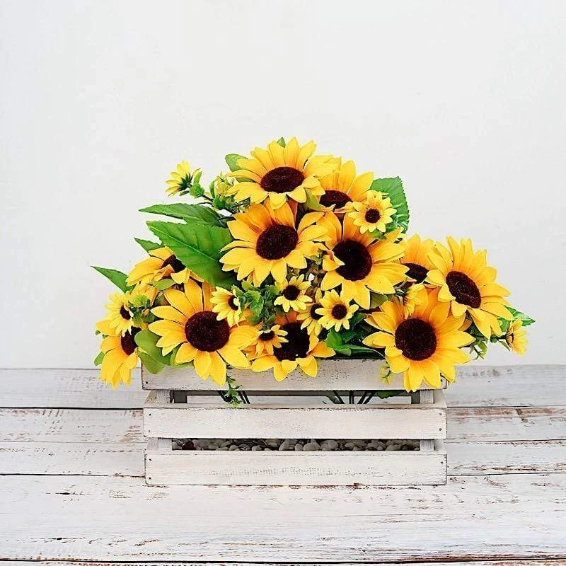2 Yellow 13 In Artificial Faux Silk Sunflower Bouquets - Image 4