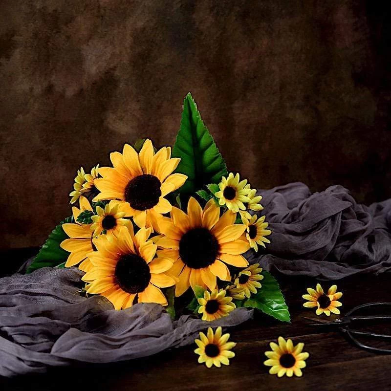 2 Yellow 13 In Artificial Faux Silk Sunflower Bouquets - Image 5