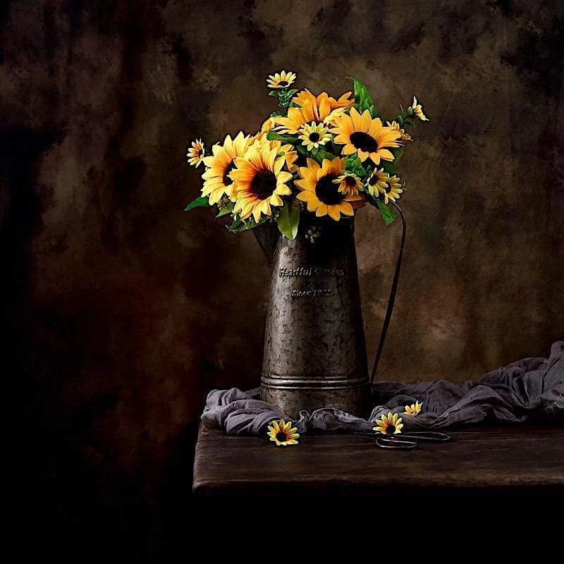 2 Yellow 13 In Artificial Faux Silk Sunflower Bouquets - Image 2