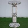 26" Tall Silver Mosaic Mirror Wedding Column Pedestal With Pearls