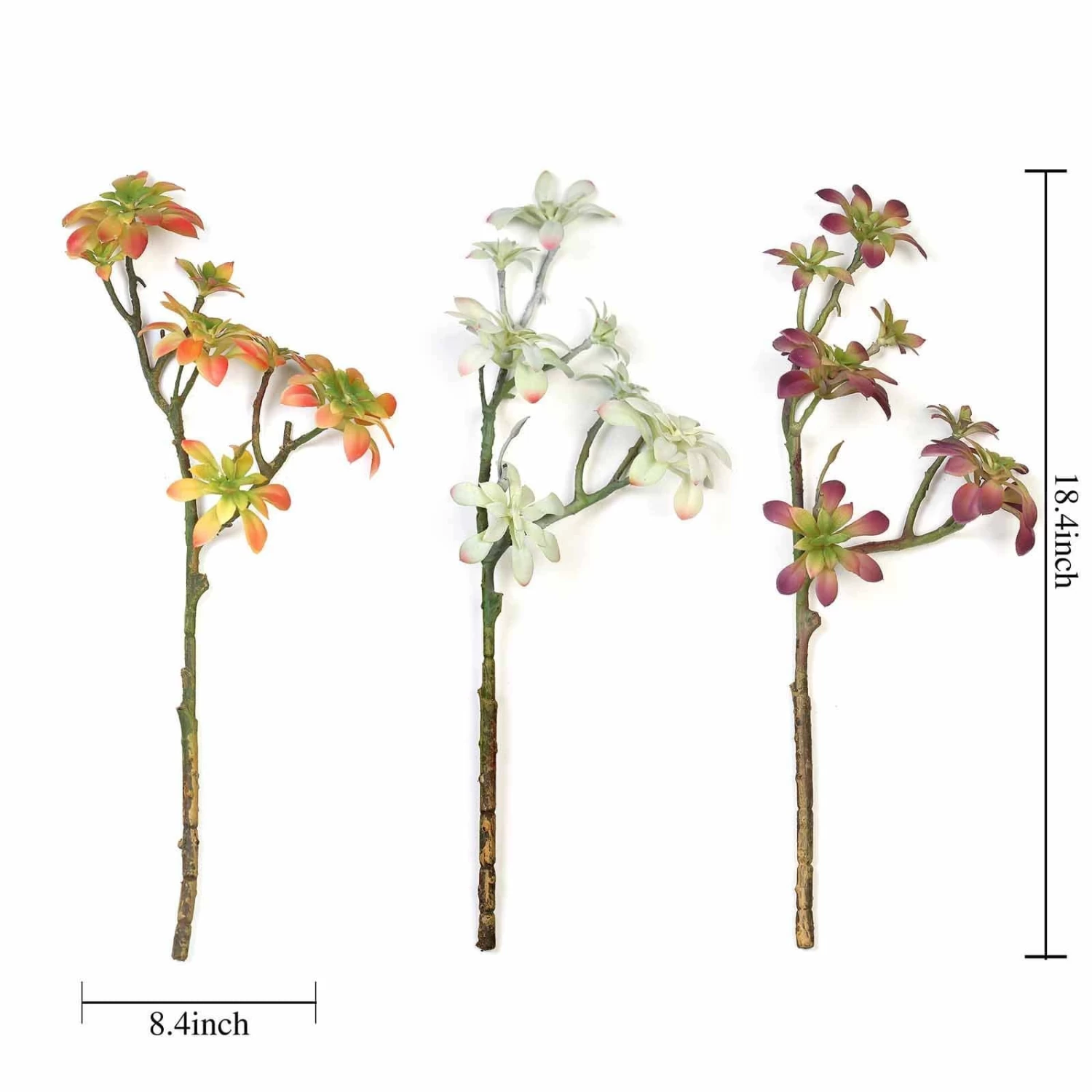 3 Pcs 18" Assorted Artificial Faux Succulent Picks Sprays Stems - Image 2