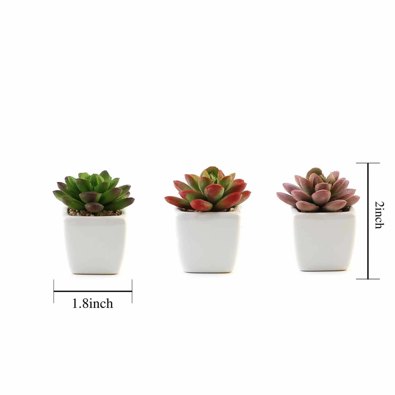 3 Pcs 3" Assorted Artificial Faux Realistic Small Echeveria Succulent Plants With Pots - Image 2