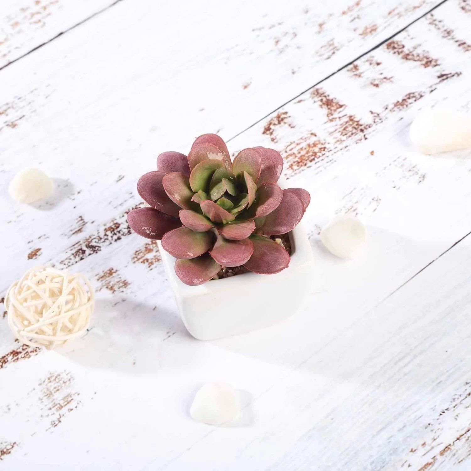 3 Pcs 3" Assorted Artificial Faux Realistic Small Echeveria Succulent Plants With Pots - Image 5