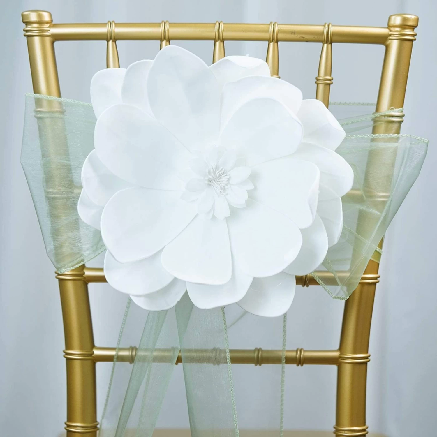 4 12" Wide White Artificial Dahlia Flowers For Wall Backdrop