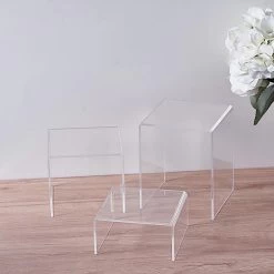 4 Clear Acrylic Display Stands Dessert Pedestal Riser Centerpieces