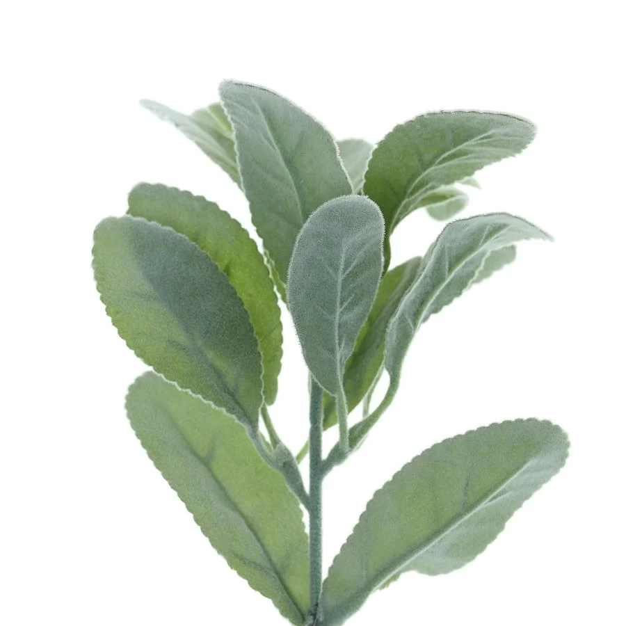 4 Frosted Green 12 In Artificial Flocked Lambs Ear Leaves Sprays Stems - Image 9