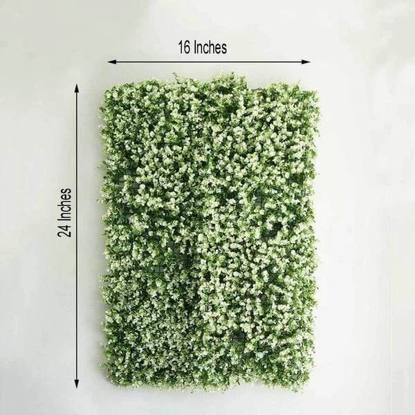 4 Pcs Green And White Artificial Boxwood Greenery Foliage UV Protected Wall Backdrop Panels - Image 7