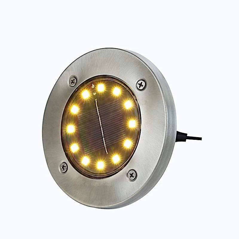 4 Warm White Round LED Outdoor Solar Lights Garden Decorations - Image 7