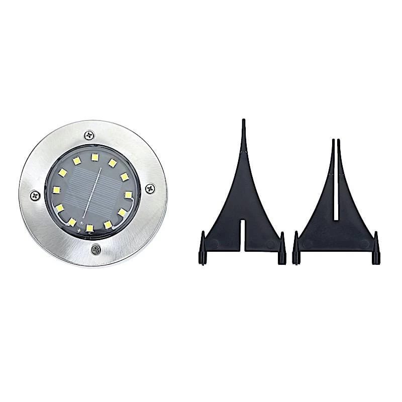 4 Warm White Round LED Outdoor Solar Lights Garden Decorations - Image 8