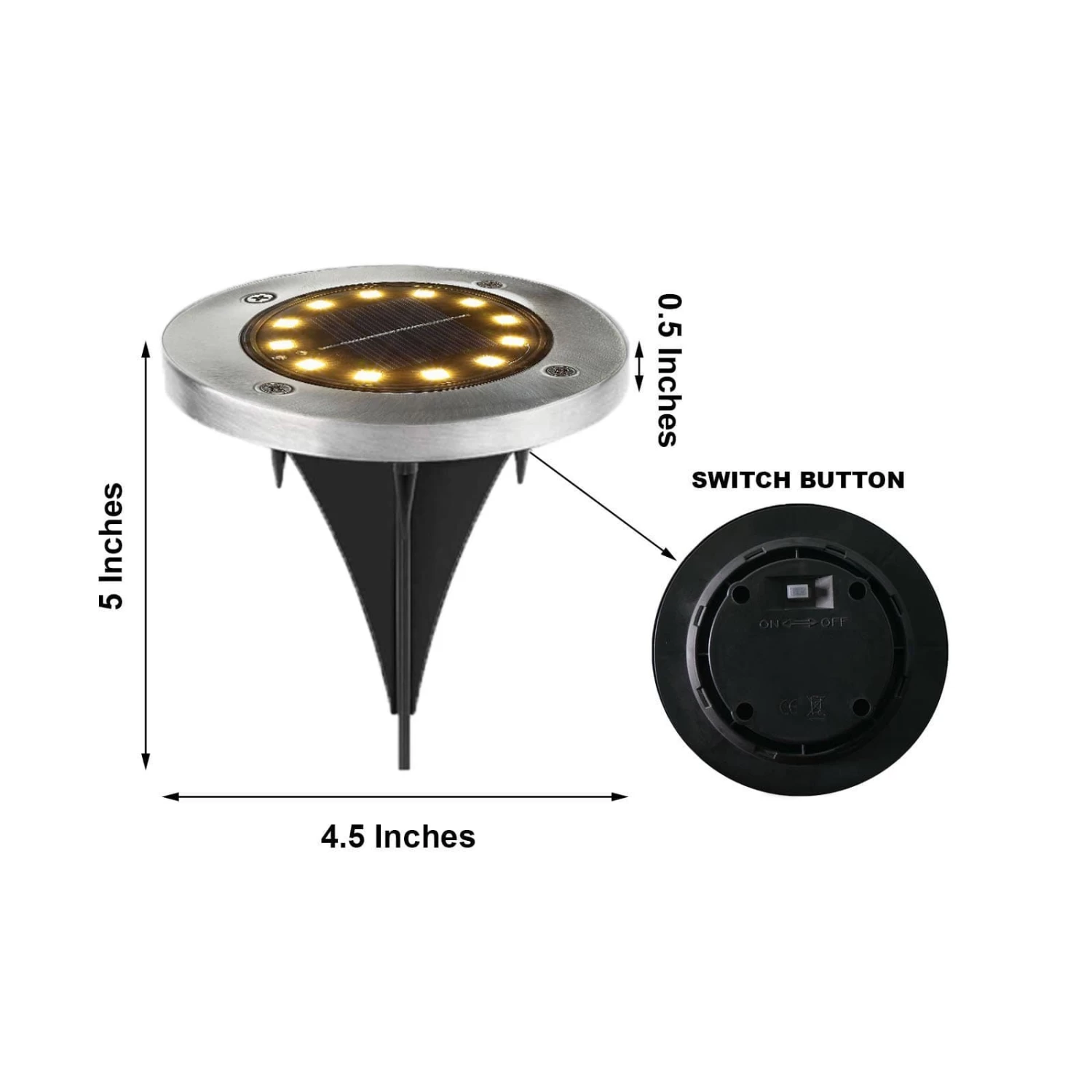 4 Warm White Round LED Outdoor Solar Lights Garden Decorations - Image 5