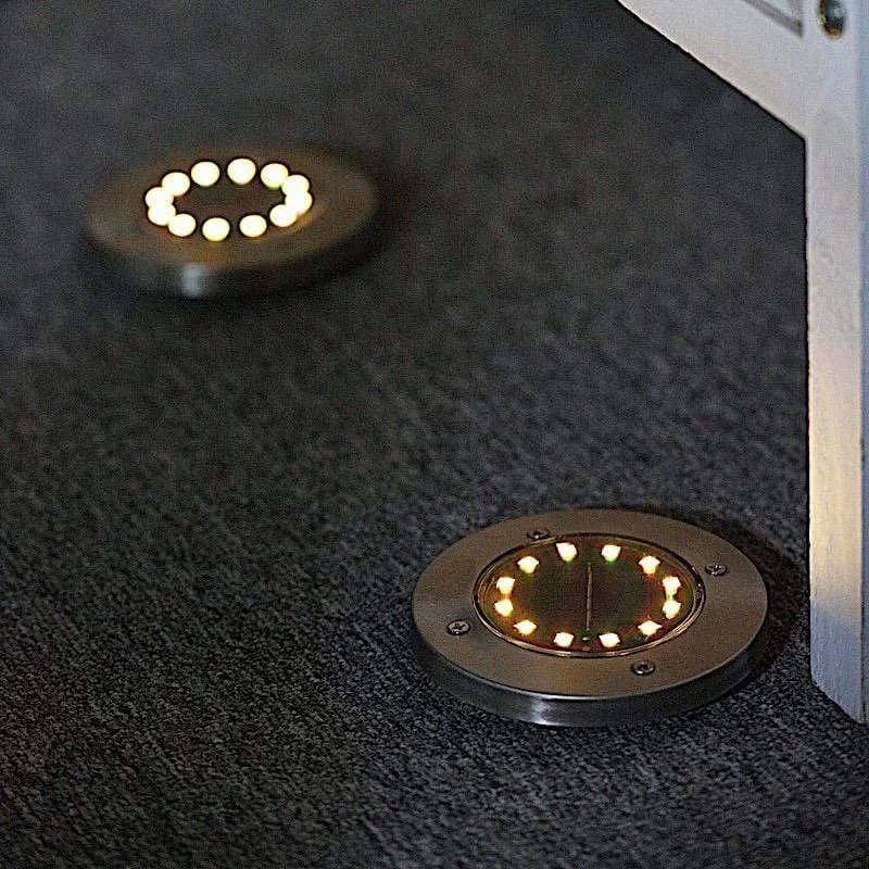 4 Warm White Round LED Outdoor Solar Lights Garden Decorations - Image 3