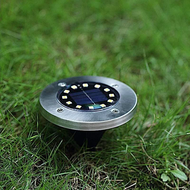 4 Warm White Round LED Outdoor Solar Lights Garden Decorations - Image 4