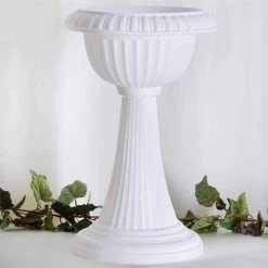 4 White 22 In Tall Italian Pedestal Flower Pots Vases
