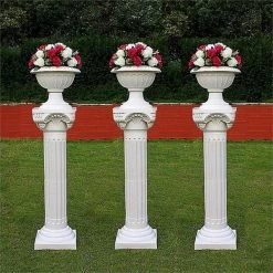 4 White 34 In Tall Adjustable Roman Columns Plant Pedestal Stands