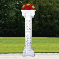 4 White 42 In Tall Adjustable Roman Columns Plant Pedestal Stands