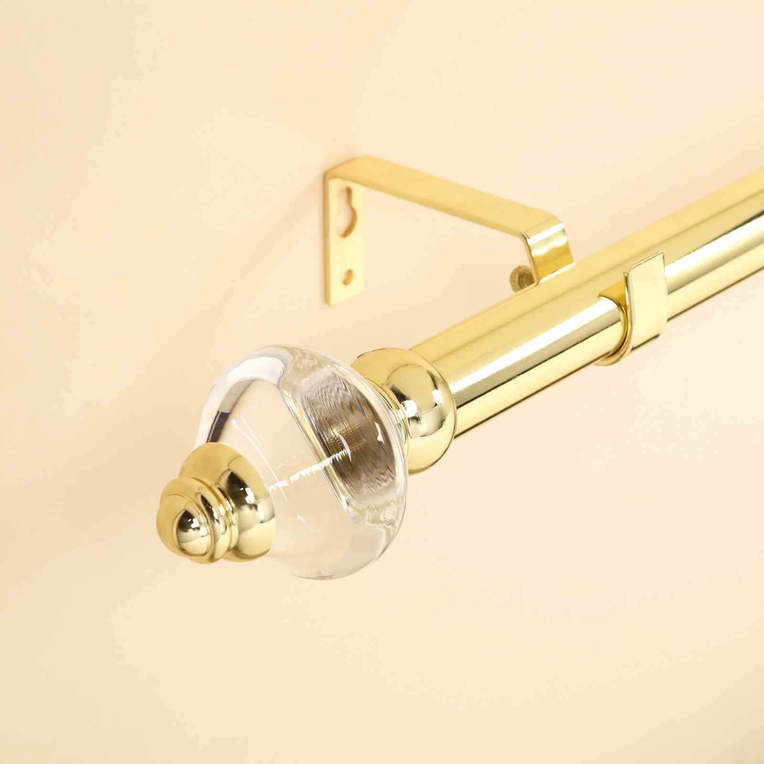 42-126 In Long Gold Adjustable Curtain Rod Set With Crystal Finials - Image 4