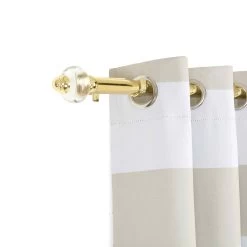 42-126 In Long Gold Adjustable Curtain Rod Set With Crystal Finials