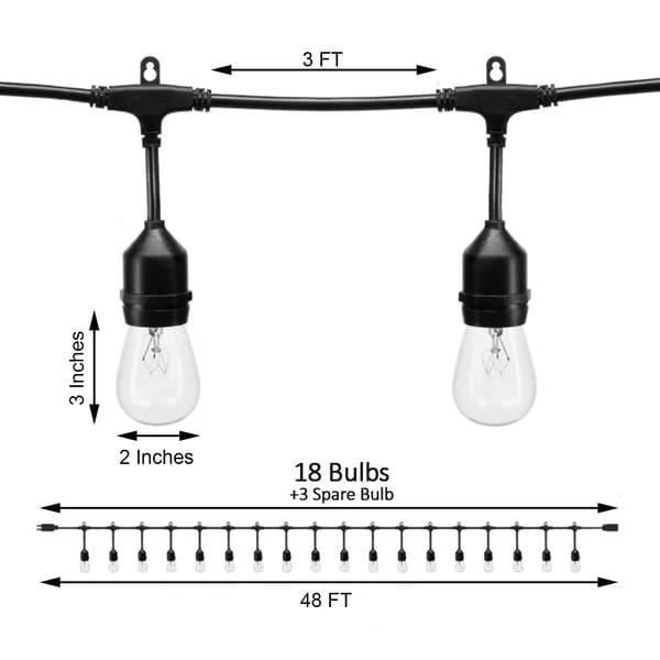 48 Feet Warm White 18 Incandescent Bulbs String Lights Garland - Image 4