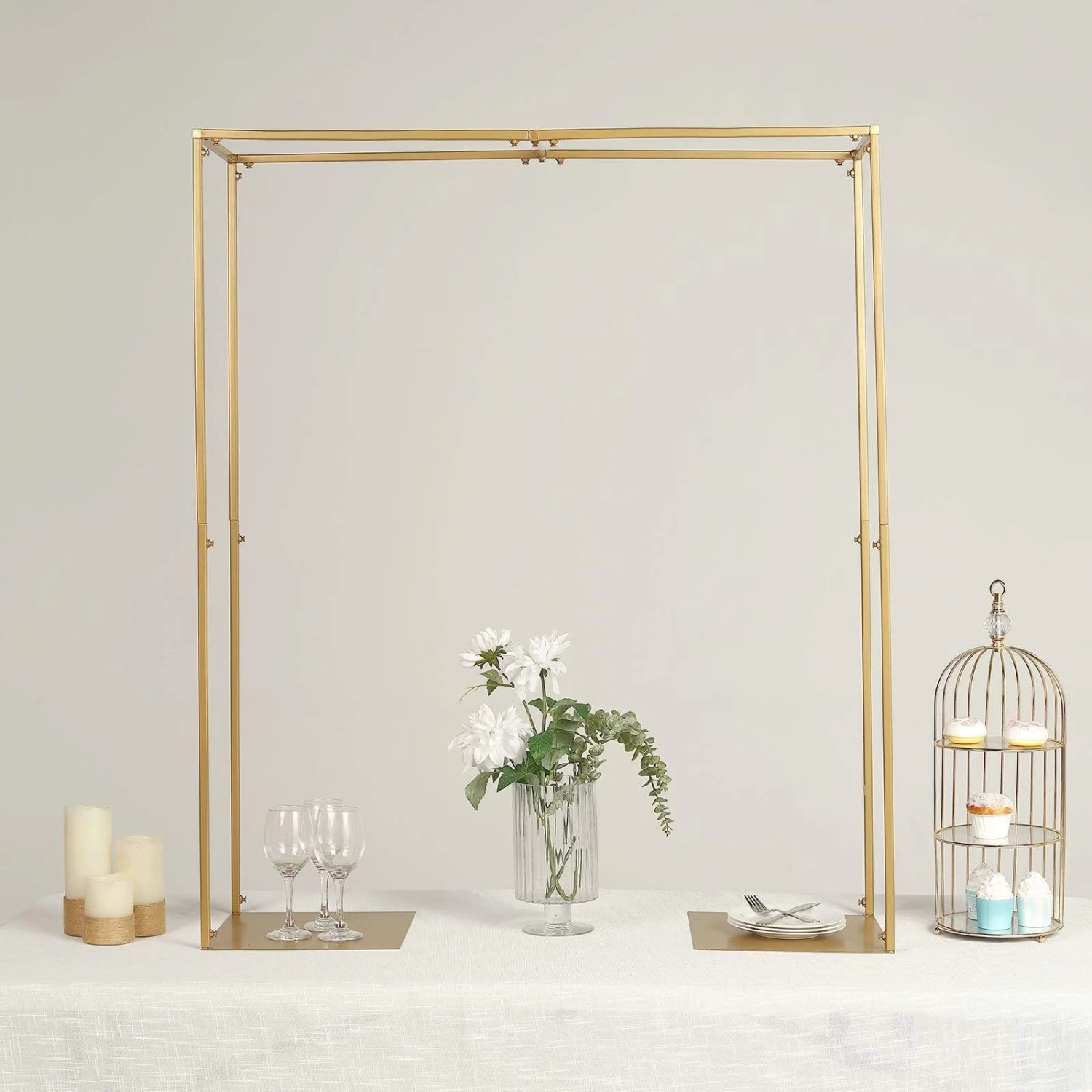 48 In Tall Gold Adjustable Over The Table Rod Stand Metal Arch - Image 5
