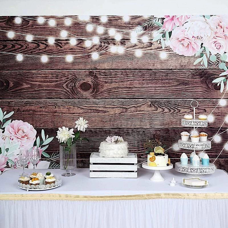 5x7 Ft Vinyl Photography Background Brown Vintage Wood Printed Party Backdrop - Image 3