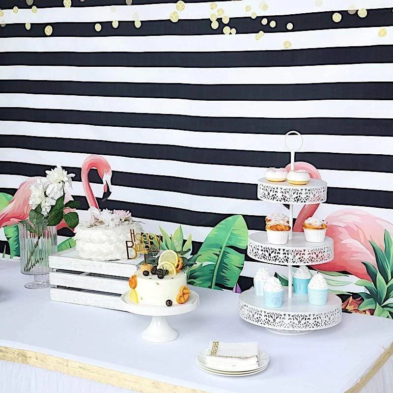 5x7 Ft Vinyl Photography Background Stripes With Flamingo Printed Party Backdrop - Image 5