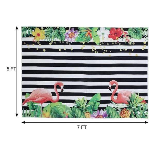 5x7 Ft Vinyl Photography Background Stripes With Flamingo Printed Party Backdrop - Image 10