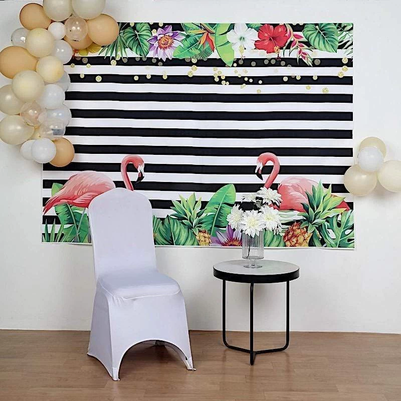 5x7 Ft Vinyl Photography Background Stripes With Flamingo Printed Party Backdrop - Image 2