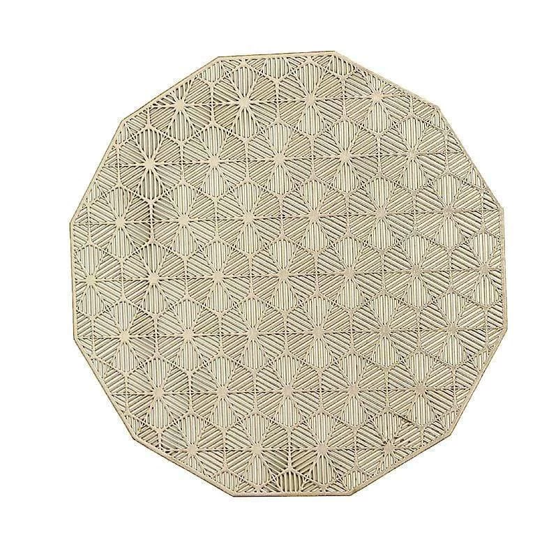 6 Gold 15 In Wide Geometrical Vinyl Woven Placemats - Image 7