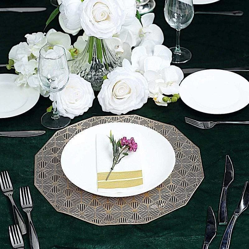 6 Gold 15 In Wide Geometrical Vinyl Woven Placemats - Image 2