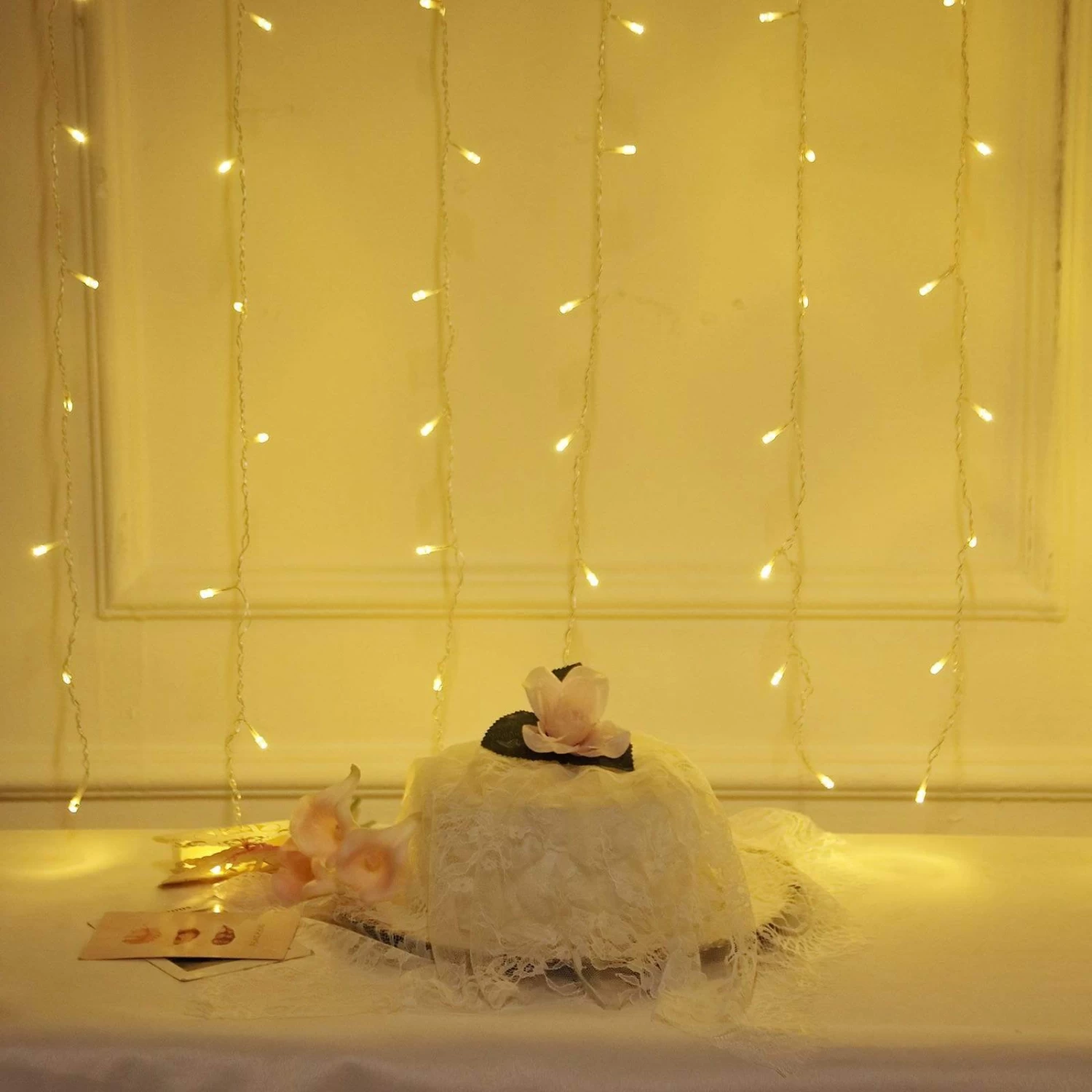 60 Inch X 35 Inch LED Warm White Fairy Lights Backdrop Garland - Image 3