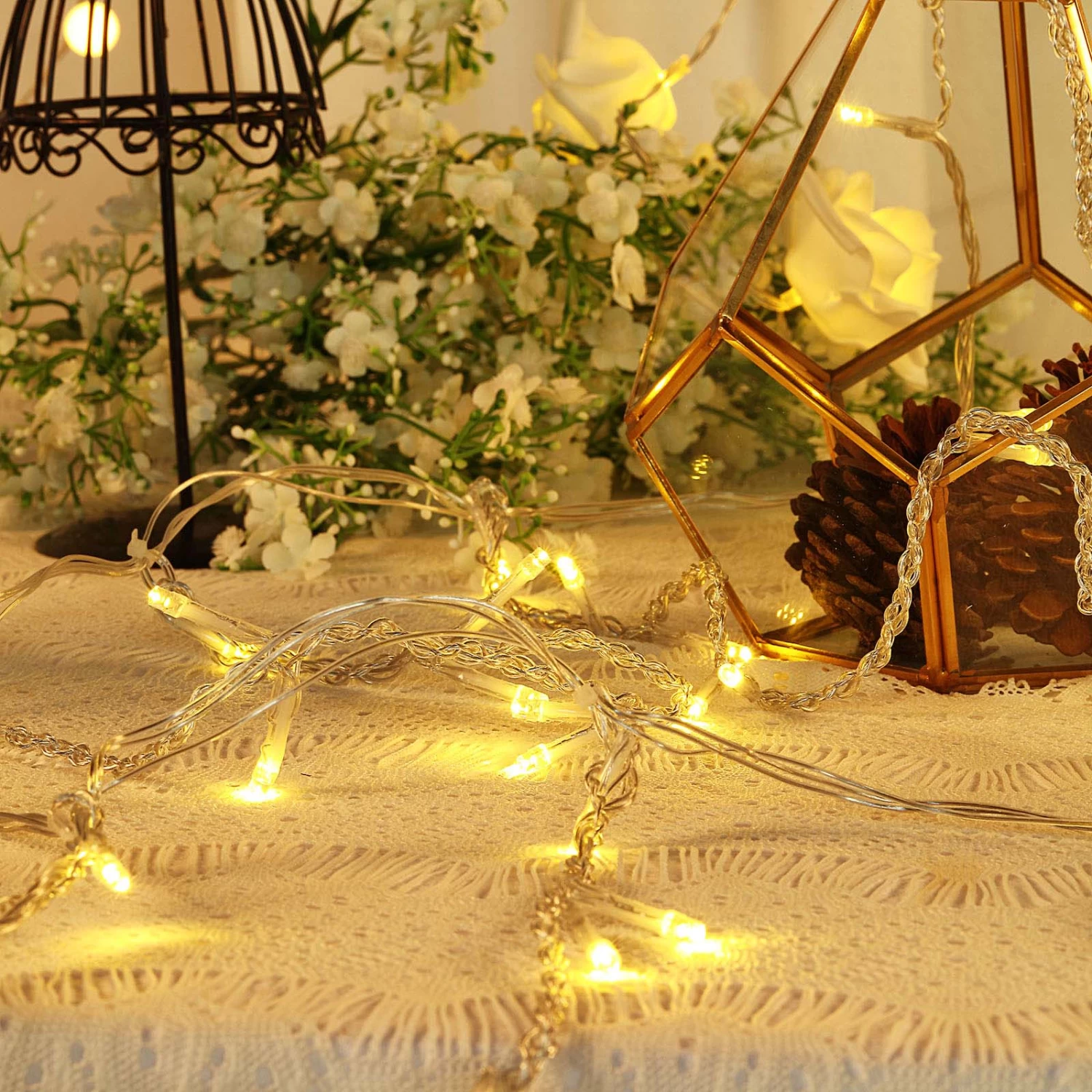 60x36 In Warm White LED Battery Operated Fairy Lights Backdrop Garland - Image 5