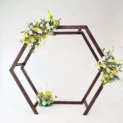 7 Feet Natural Wood Backdrop Stand Hexagon Shape Wedding Arch