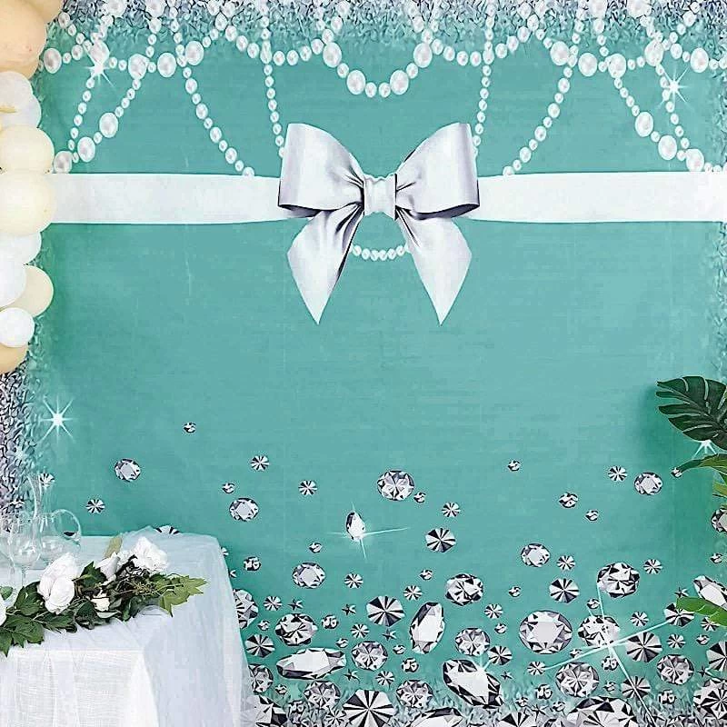 8 Ft Vinyl Photography Background Ribbon And Diamonds Printed Party Backdrop - Image 3